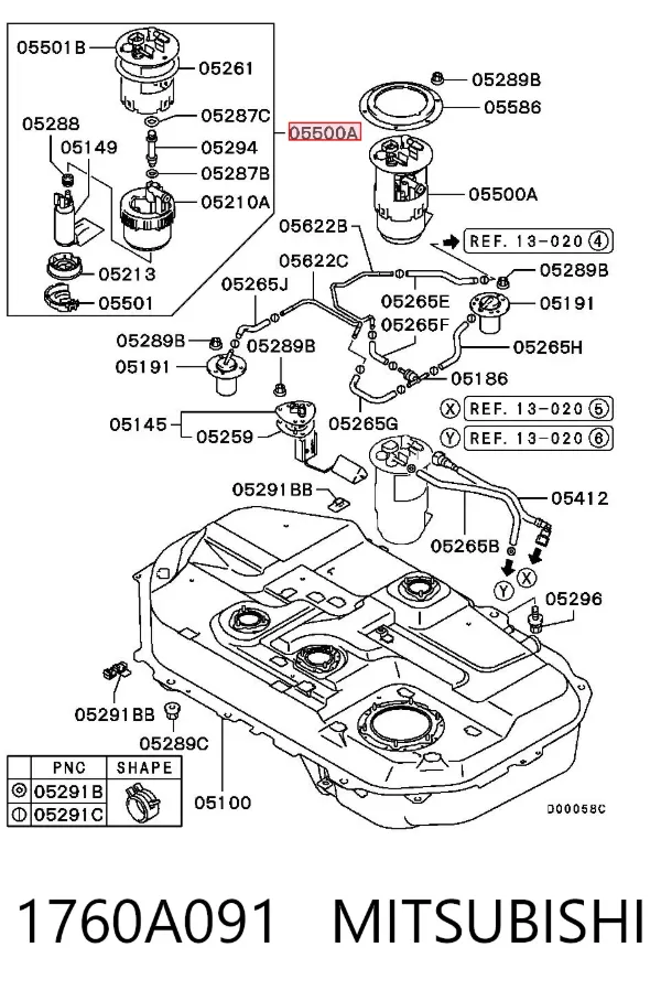 Бензонасос 1760A091 Mitsubishi