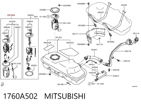Бензонасос 1760A502 Mitsubishi