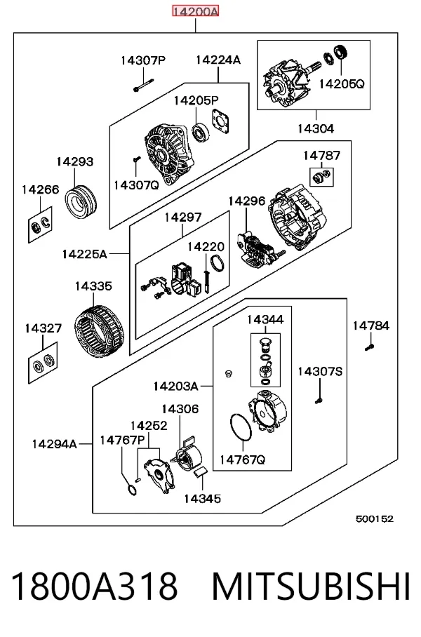 Генератор 1800A318 Mitsubishi