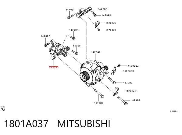 Кронштейн генератора 1801A037 Mitsubishi