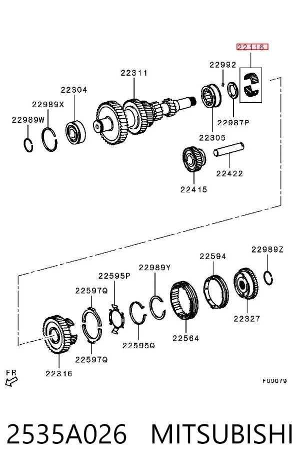 Підшипник шестірні 5-ї передачі КПП 2535A026 Mitsubishi