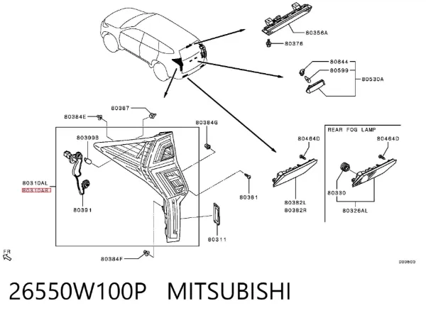 Задня права фара 26550W100P Mitsubishi