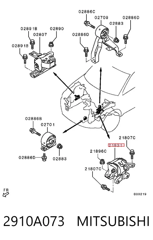 Подушка (опора) двигуна, ліва 2910A073 Mitsubishi