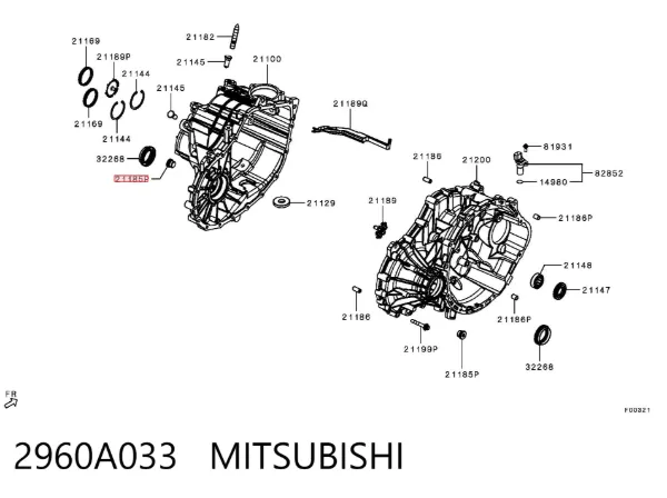 Пробка заливна заднього (переднього) моста 2960A033 Mitsubishi