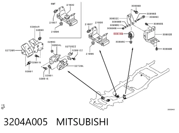 Подушка трансмісії, опора роздавальної коробки 3204A005 Mitsubishi