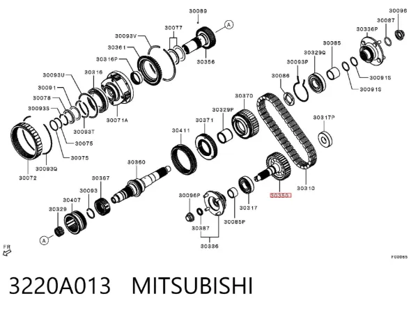 Вихідний вал роздавальної коробки 3220A013 Mitsubishi