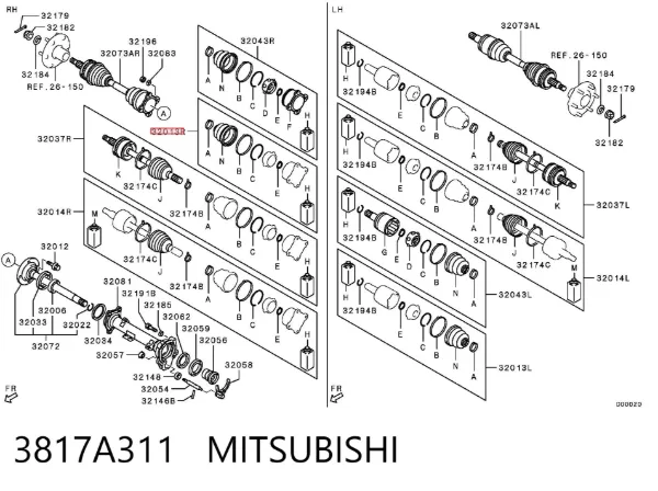 Пильник ШРУСа внутрішній 3817A311 Mitsubishi