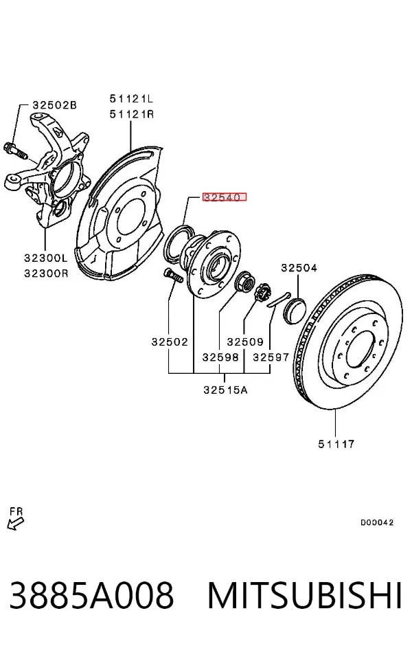 Сальник передньої маточини 3885A008 Mitsubishi