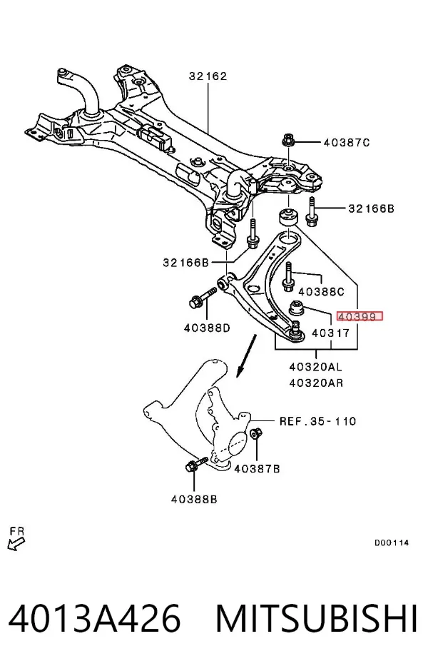 Сайлентблок переднього важеля 4013A426 Mitsubishi