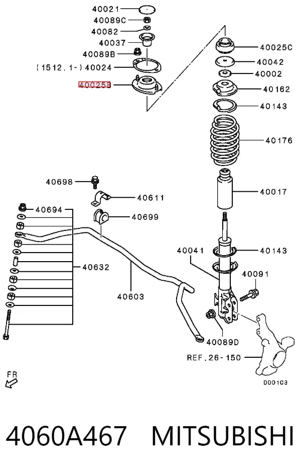 Опора амортизатора переднього 4060A467 Mitsubishi