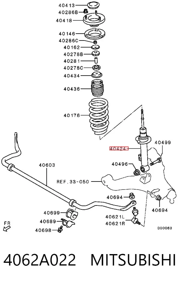 Амортизатор передній 4062A022 Mitsubishi