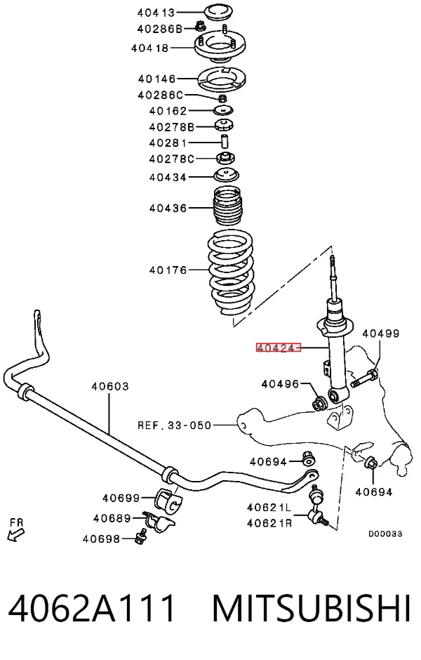 Амортизатор передній 4062A111 Mitsubishi