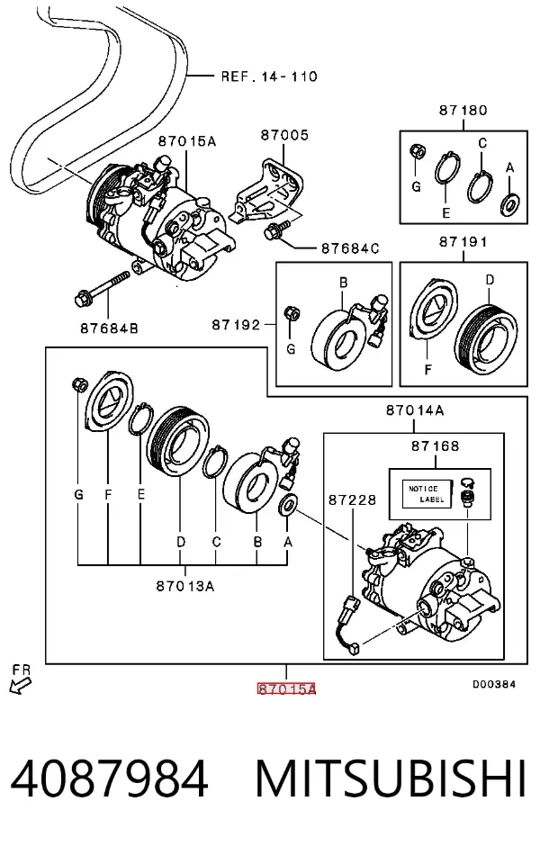 Компресор кондиціонера Mitsubishi Colt VII