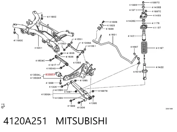 Сайлентблок заднього поздовжнього важеля, передній 4120A251 Mitsubishi