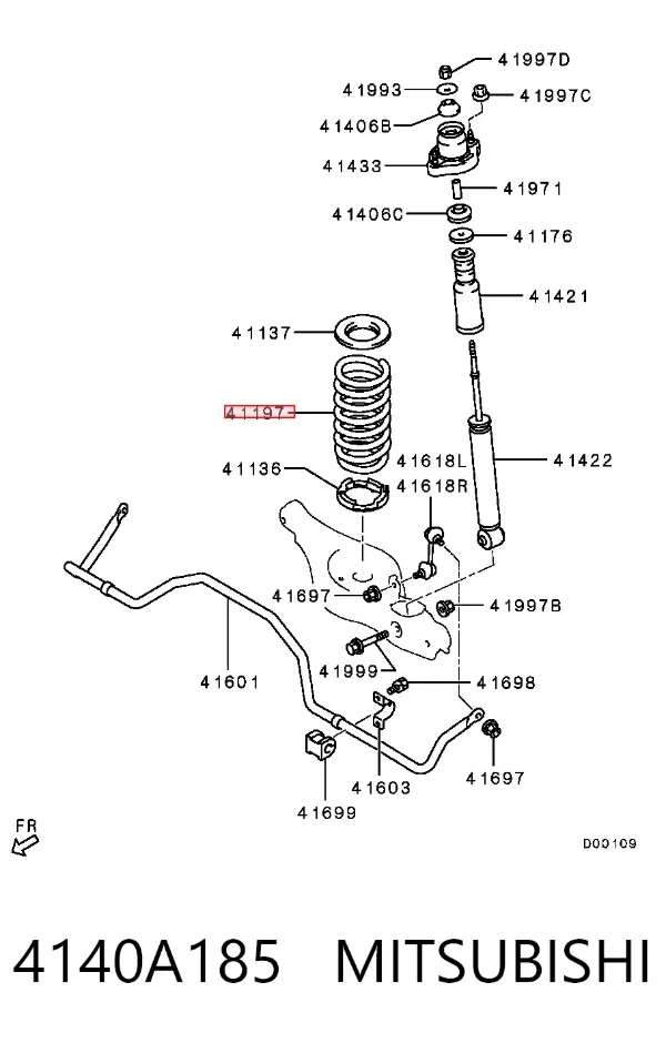 Задні пружини 4140A185 Mitsubishi