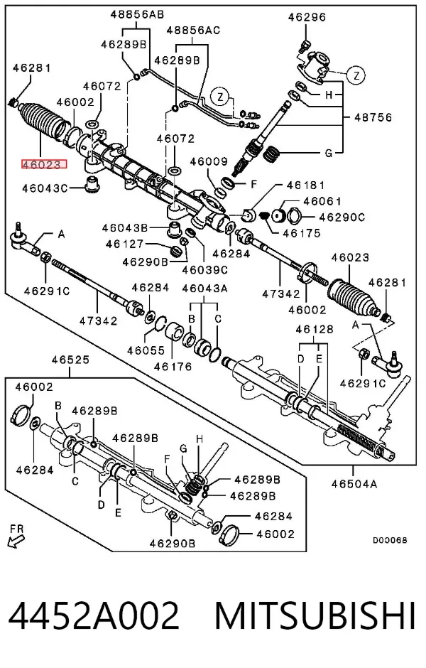 Пильник рульової рейки 4452A002 Mitsubishi