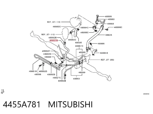 Шланг ГПК, низького тиску, від радіатора до бачка 4455A781 Mitsubishi