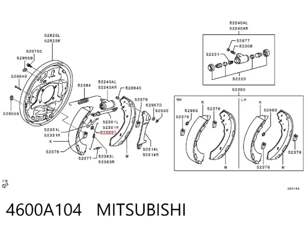 Монтажний комплект задніх барабанних колодок 4600A104 Mitsubishi