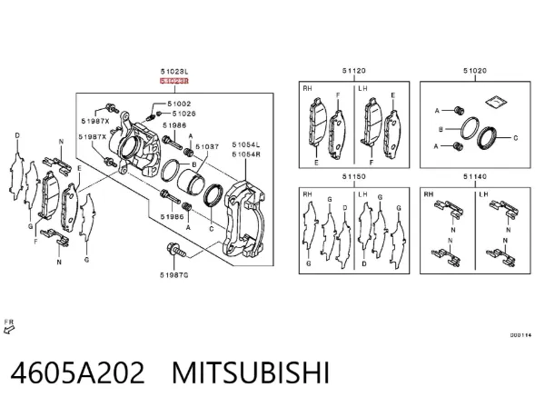 Супорт гальмівний передній правий 4605A202 Mitsubishi