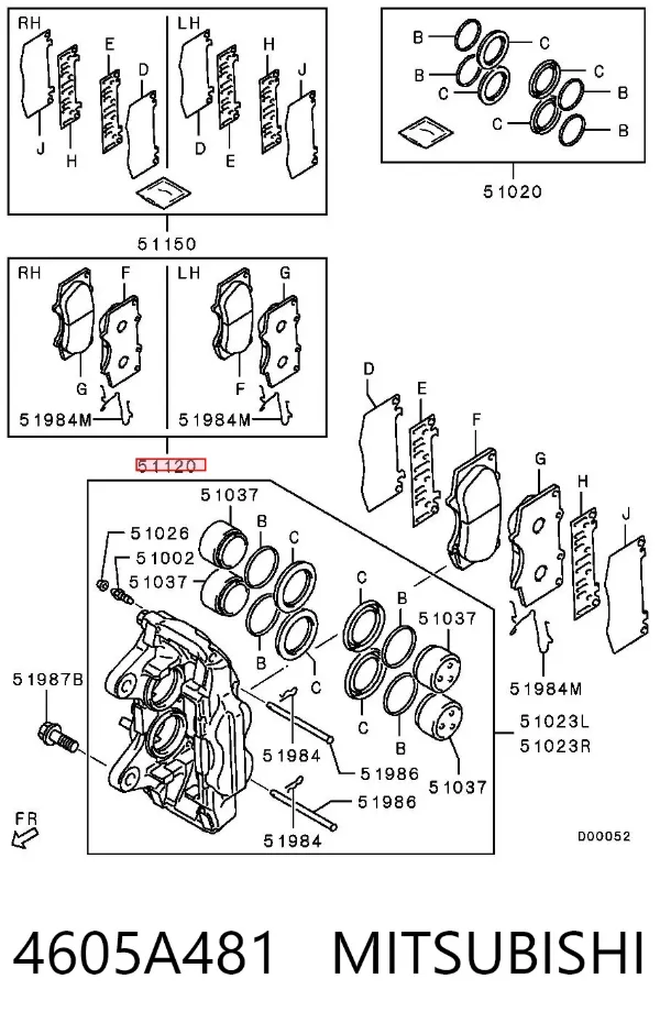 Передні тормозні колодки 4605A481 Mitsubishi