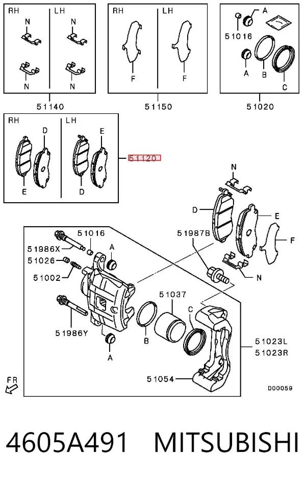 Передні тормозні колодки 4605A491 Mitsubishi