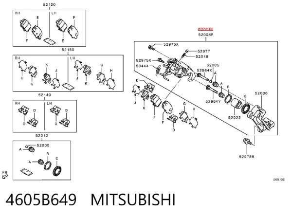 Супорт задній лівий 4605B649 Mitsubishi