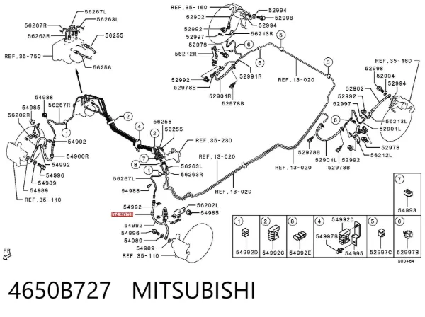 Шланг гальмівний передній, лівий 4650B727 Mitsubishi