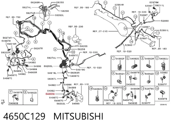 Шланг гальмівний передній, лівий 4650C129 Mitsubishi