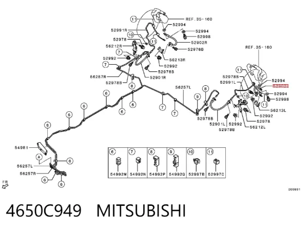 Шланг гальмівний задній, лівий 4650C949 Mitsubishi