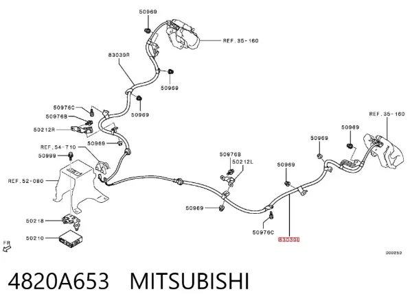 Трос ручного гальма задній, лівий 4820A653 Mitsubishi