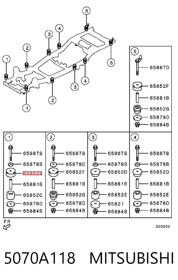 Подушка рами (кріплення кузова) 5070A118 Mitsubishi