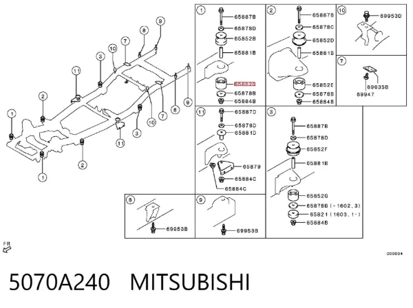 Подушка рами (кріплення кузова) 5070A240 Mitsubishi