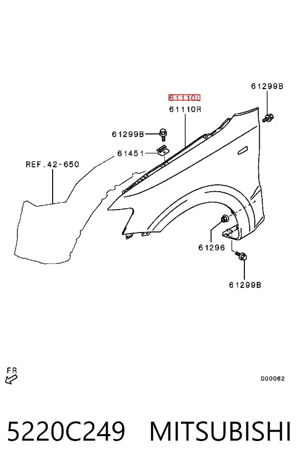 Крило переднє ліве 5220C249 Mitsubishi