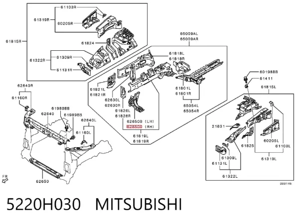 Кронштейн передньої панелі, правий 5220H030 Mitsubishi