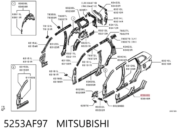 Поріг зовнішній лівий 5253AF97 Mitsubishi