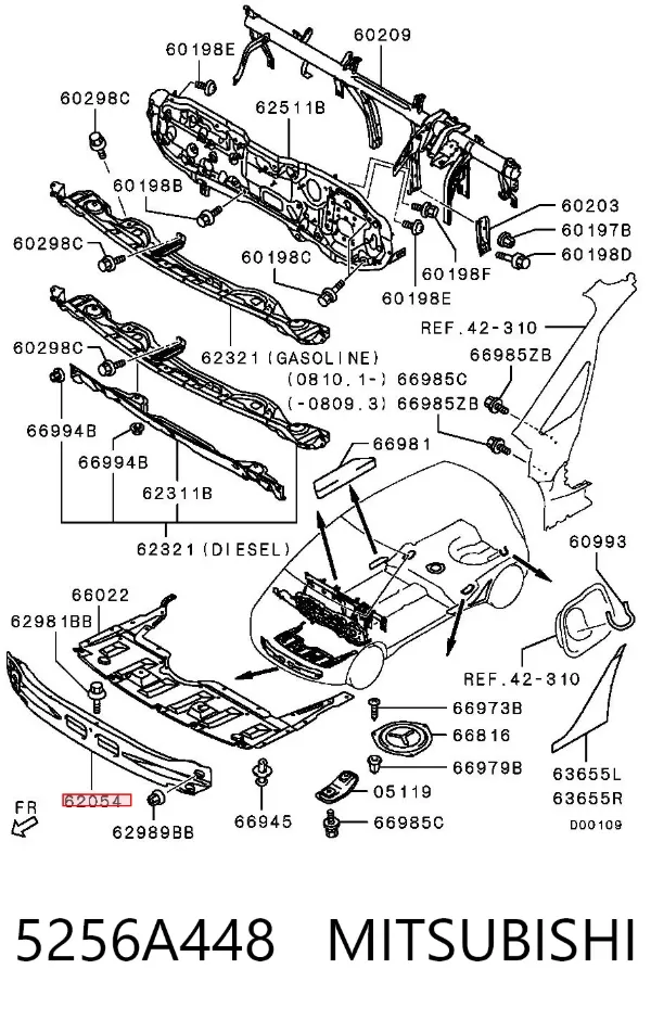 Підсилювач бампера переднього 5256A448 Mitsubishi