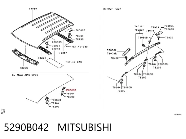Підсилювач даху 5290B042 Mitsubishi