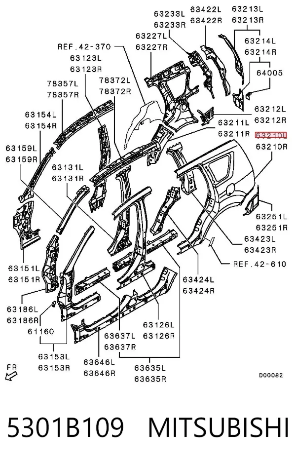 Крило заднє ліве 5301B109 Mitsubishi