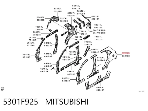 Крило заднє ліве 5301F925 Mitsubishi