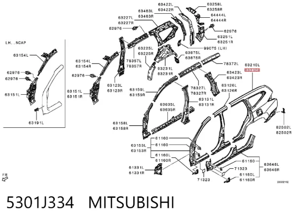 Крило заднє праве 5301J334 Mitsubishi
