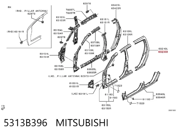 Крило заднє праве 5313B396 Mitsubishi