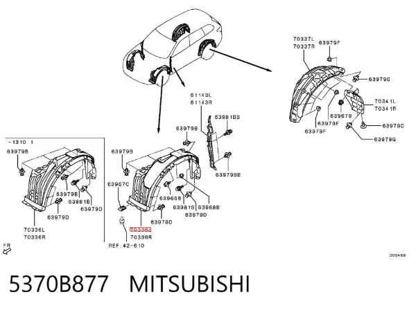 Підкрилок передній лівий 5370B877 Mitsubishi