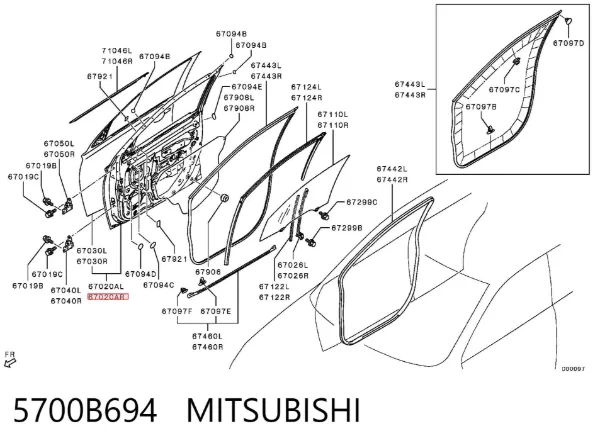 Двері праві передні 5700B694 Mitsubishi