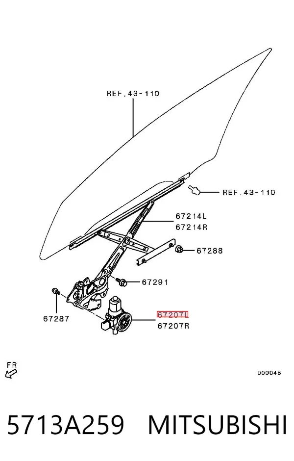 Двигун склопідіймача двері передньої, лівої 5713A259 Mitsubishi
