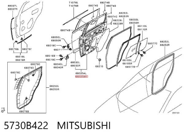 Двері задні, праві 5730B422 Mitsubishi