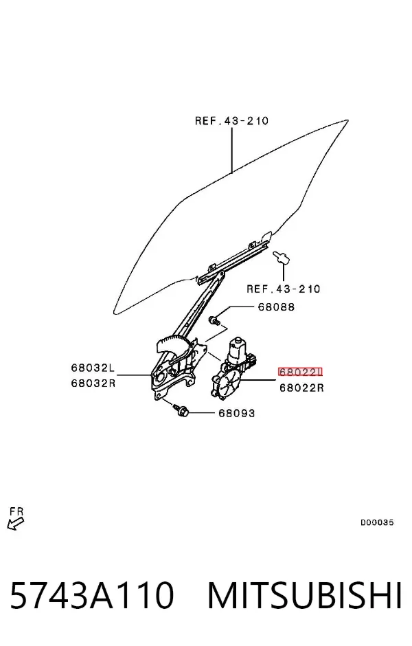 Двигун стеклопод'емника двері задньої, лівої 5743A110 Mitsubishi