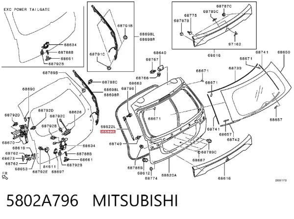Амортизатор багажника 5802A796 Mitsubishi