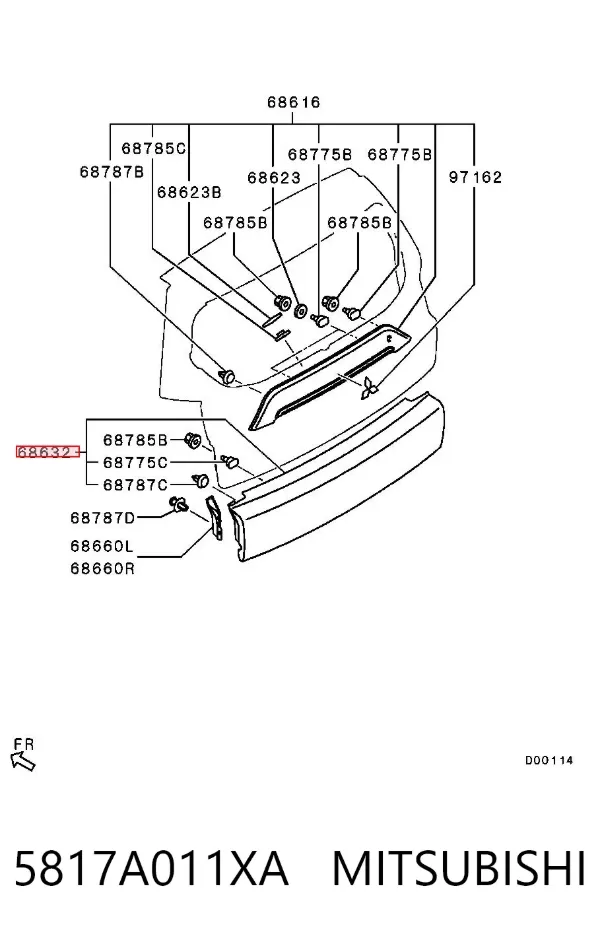 Накладка 5-ї двері, нижня 5817A011XA Chrysler
