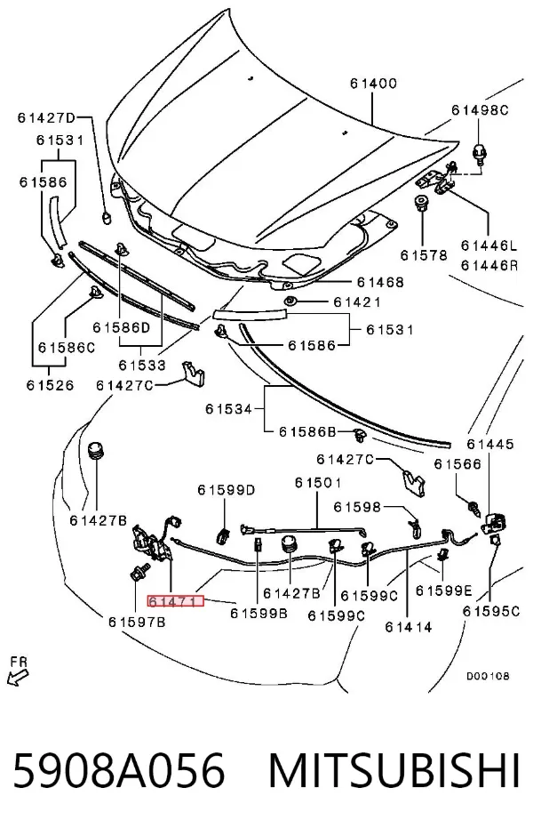 Замок капота 5908A056 Mitsubishi