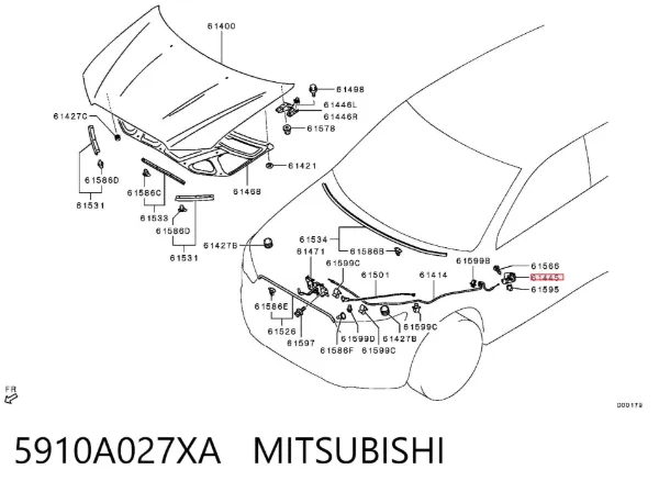 Ручка відкривання капота 5910A027XA Mitsubishi